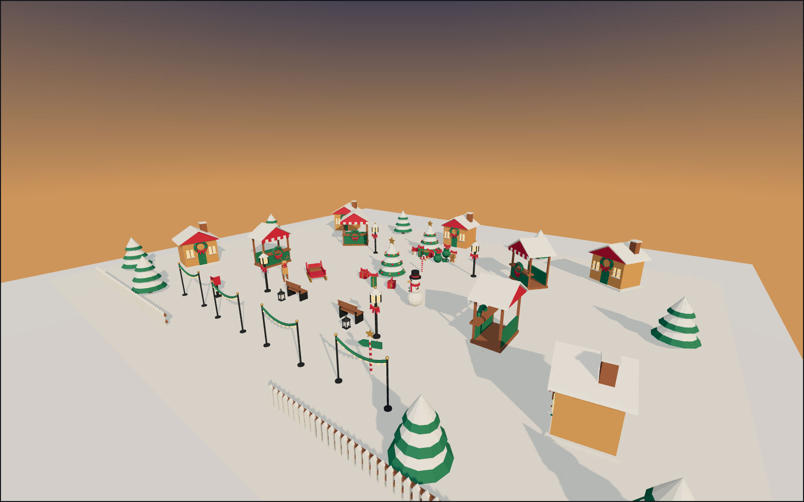 Christmas village square, a walkable scene