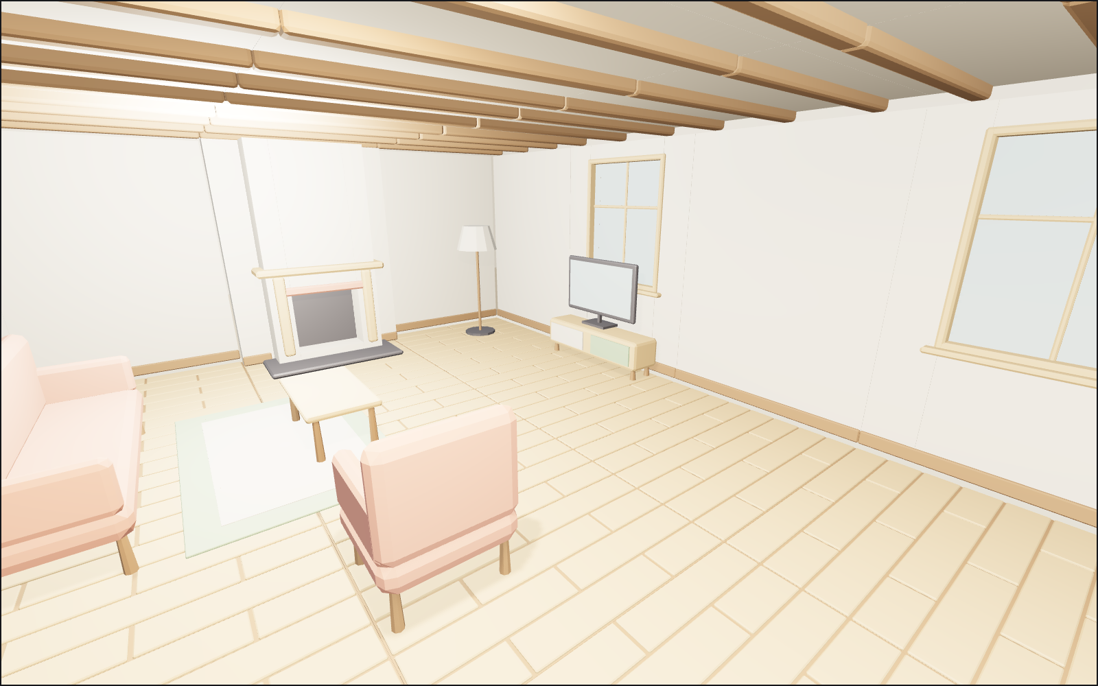 Open-plan apartment, a walkable scene