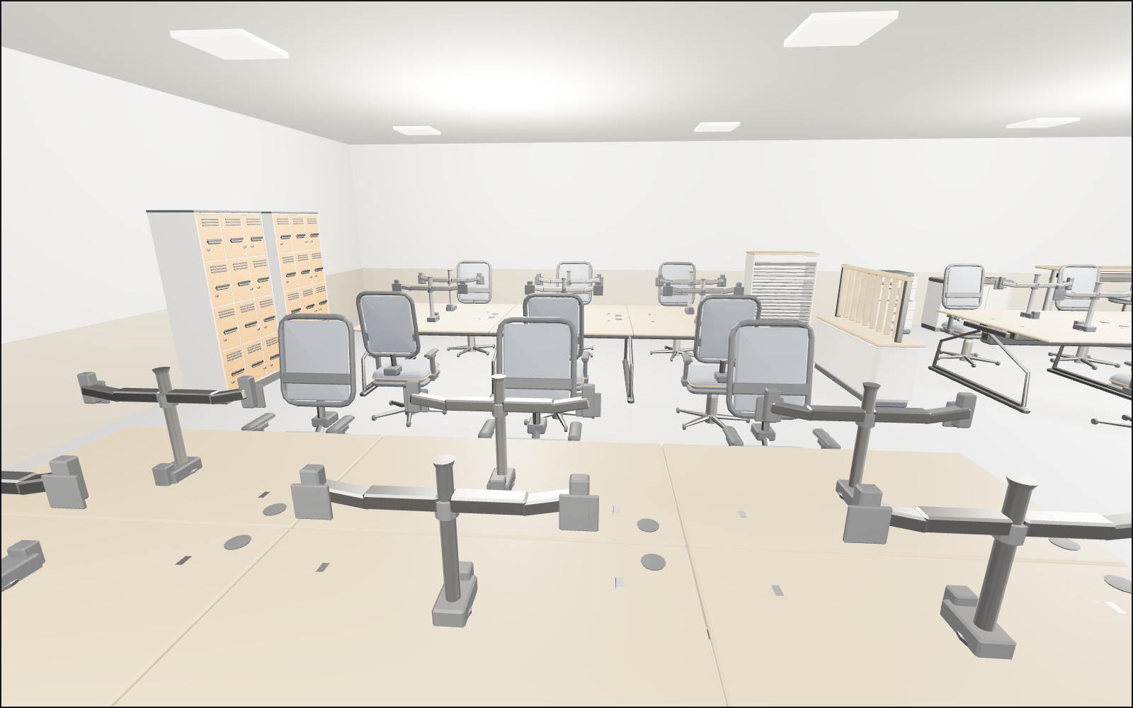 Open-plan office, a walkable scene