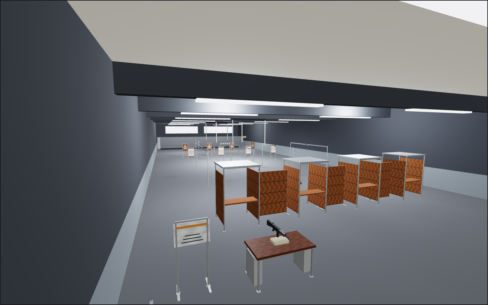 Four-lane range, a walkable scene