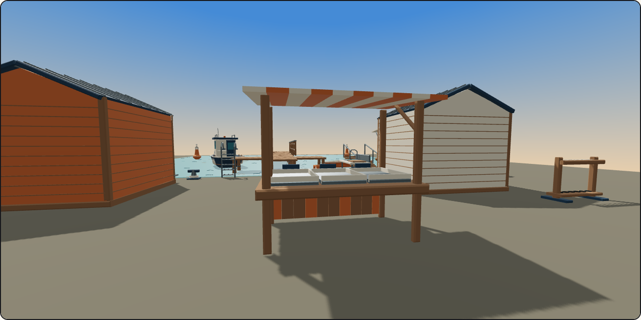 Fishing harbour, a walkable scene