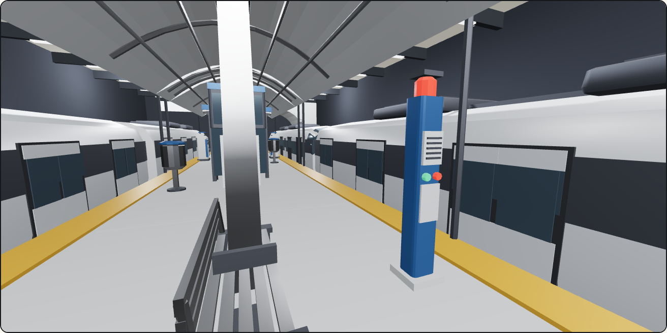 Metro station platform, a walkable scene