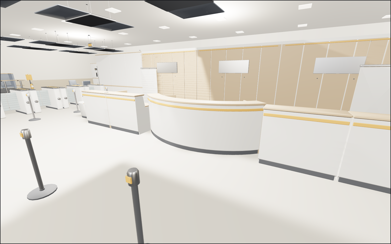 Office lobby, a walkable scene