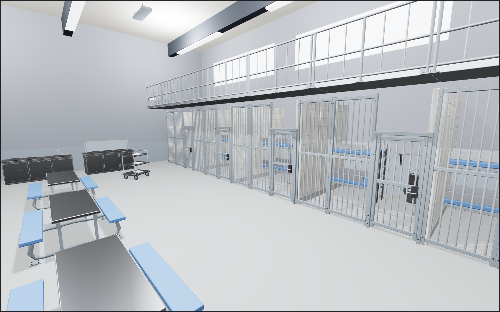 Prison cell block, a walkable scene